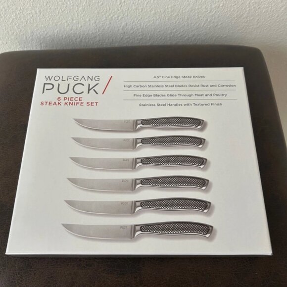 Wolfgang Puck 6 Piece Stainless Steel Steak Knife Set NIB - Picture 3 of 5